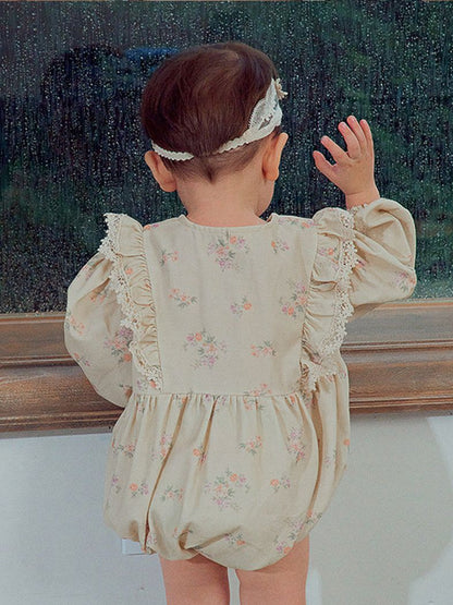 Floral Long Sleeve Romper 小花柄 パフスリーブ ロンパース【mh0012678】