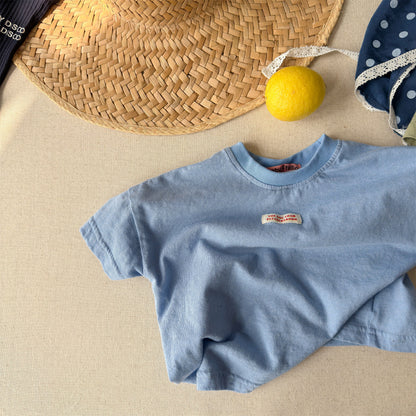 Minimal Woven Patch T-Shirt ドロップショルダー 半袖Tシャツ【mh0013224】