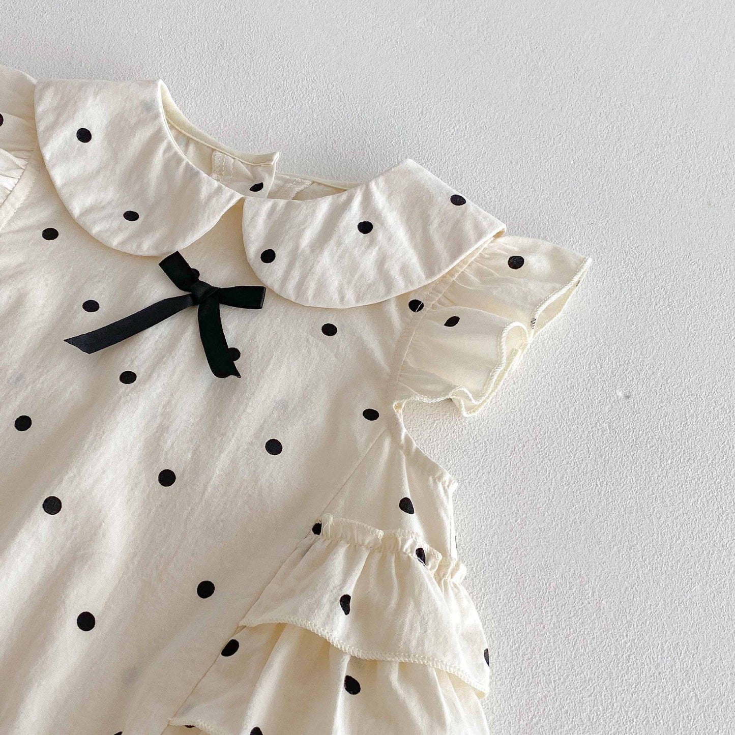 Polka Dot Ruffle Sleeveless Romper ドット ノースリーブロンパース【mh0013436】