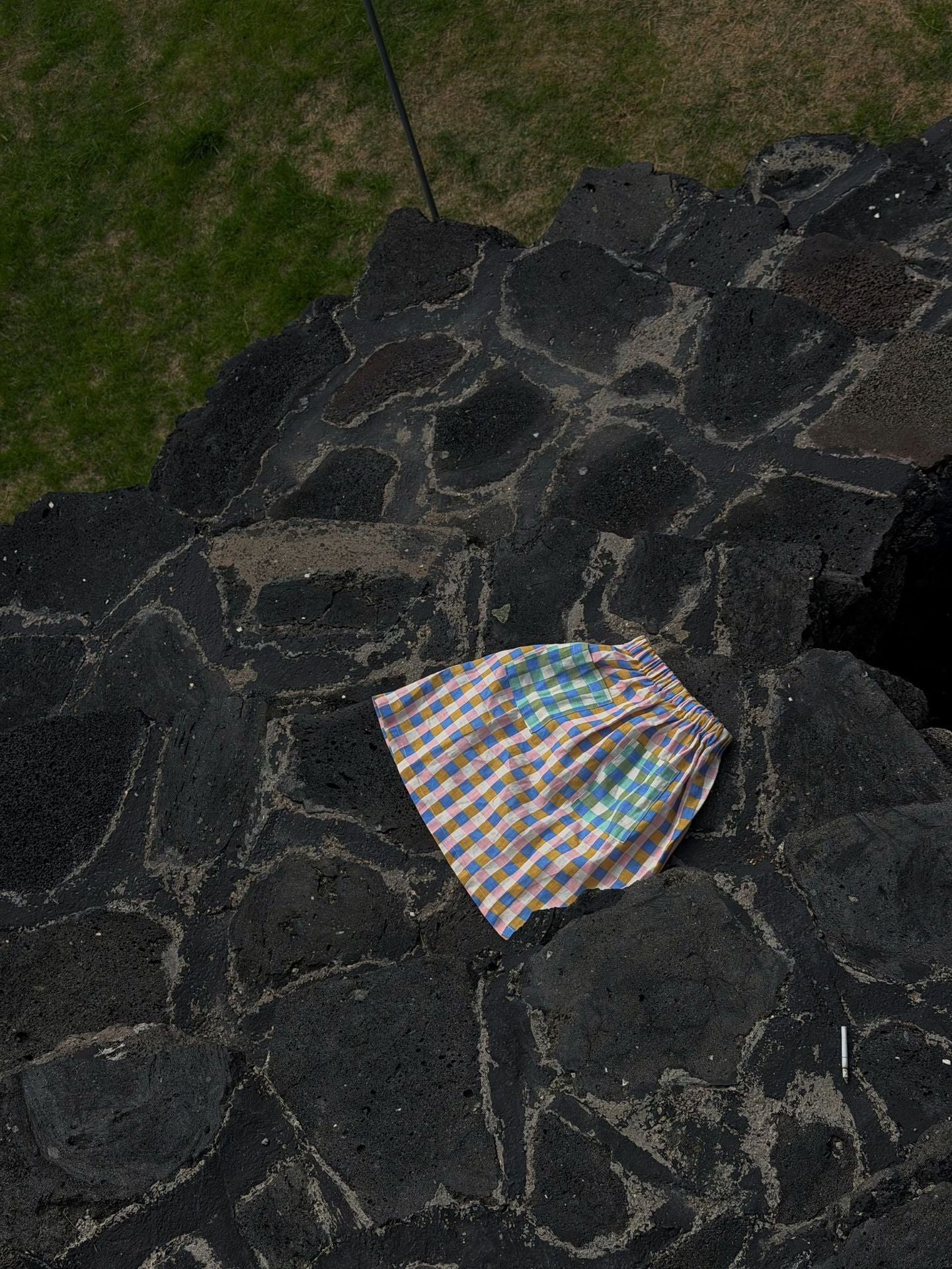Gingham Plaid Elastic Waist Pocket Skirt ギンガムチェック スカート【mh0013407】