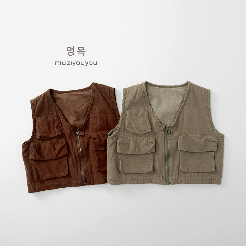 -ビッグポケットフィッシャーマンベスト【mh0010878】 - mamahalo shop - ベスト -  べビー服 - 子供服 - 男の子 - 女の子