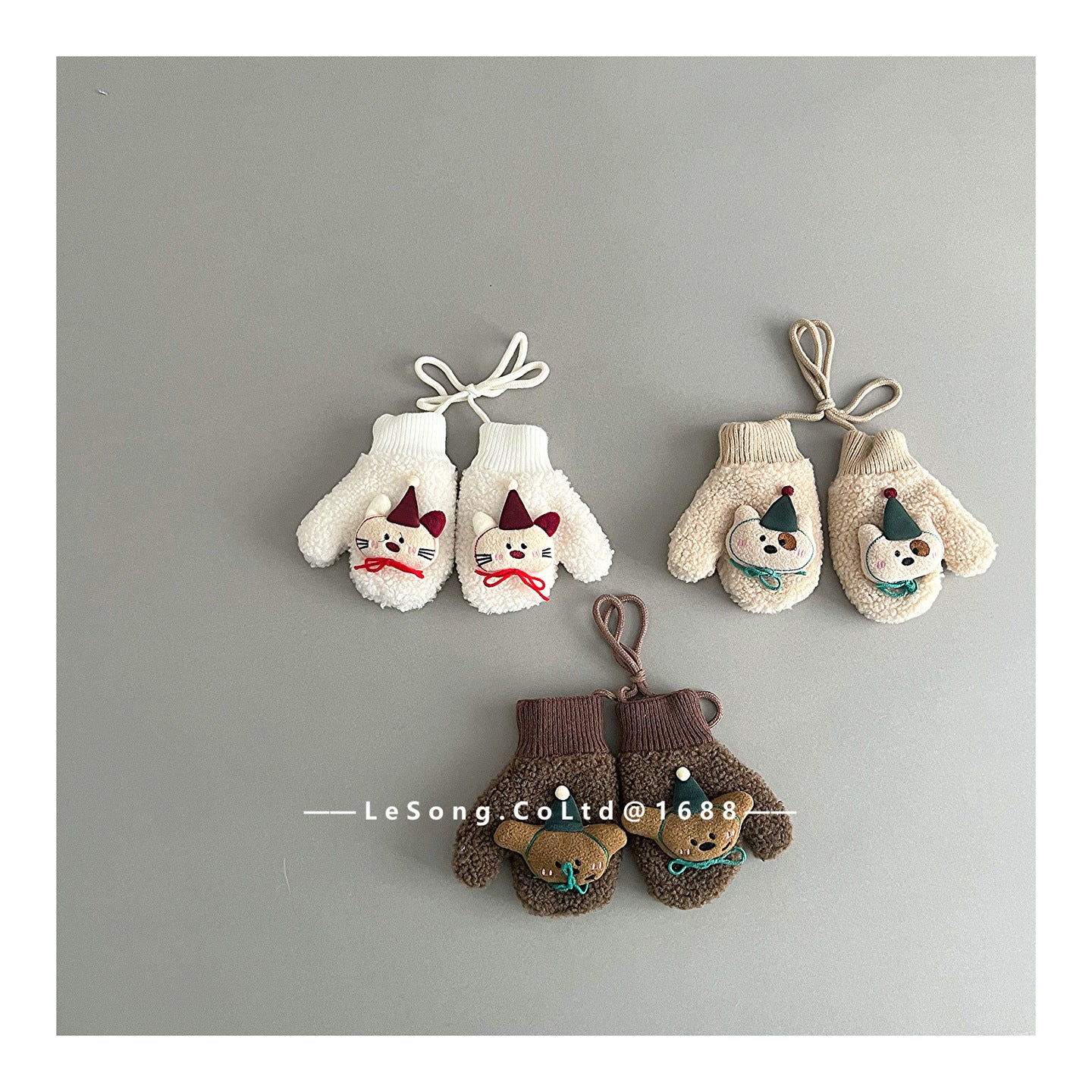 ベビーキッズ手袋 ミトン 指なし フリース アニマルアップリケ【mh0011827】