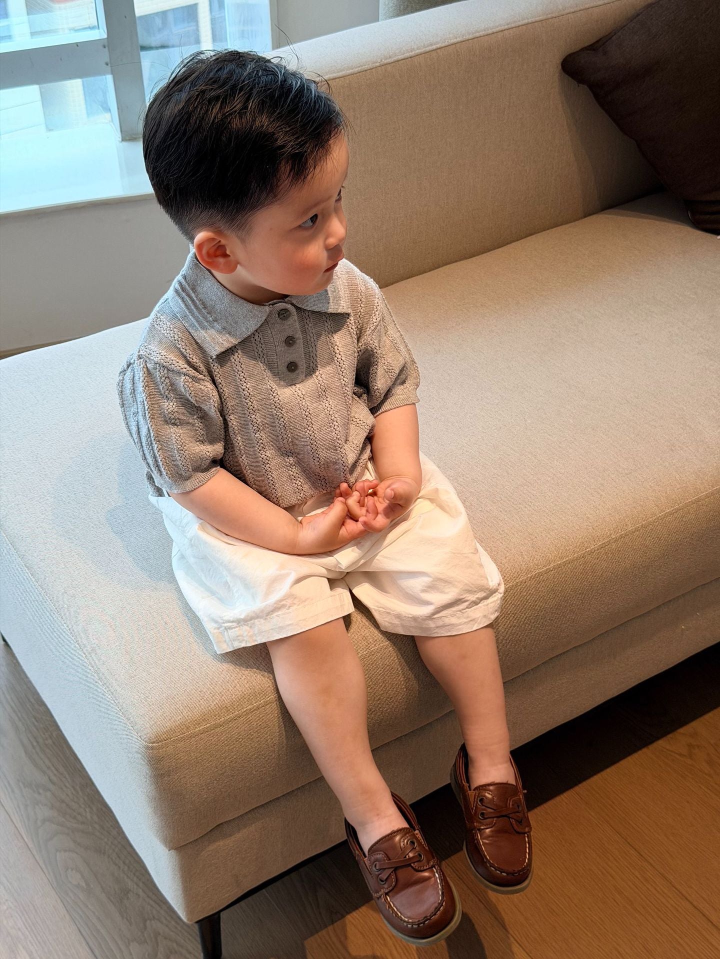 Polo de manga corta a rayas con calados estilo preppy【mh0013699】