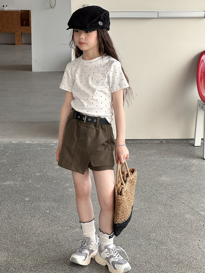 Asymmetry Mixed Media Shorts アシンメトリー キュロットパンツ【mh0013066】