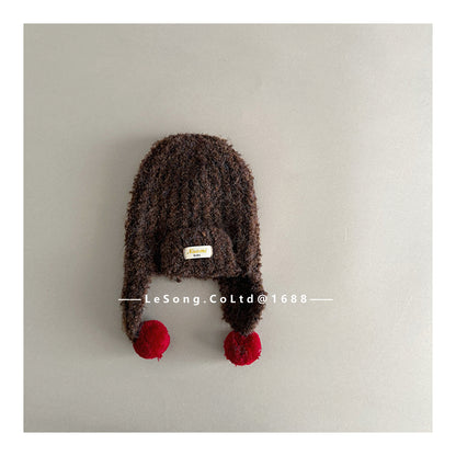 キッズ帽子 ニット 耳当て付きニットキャップ【mh0011799】