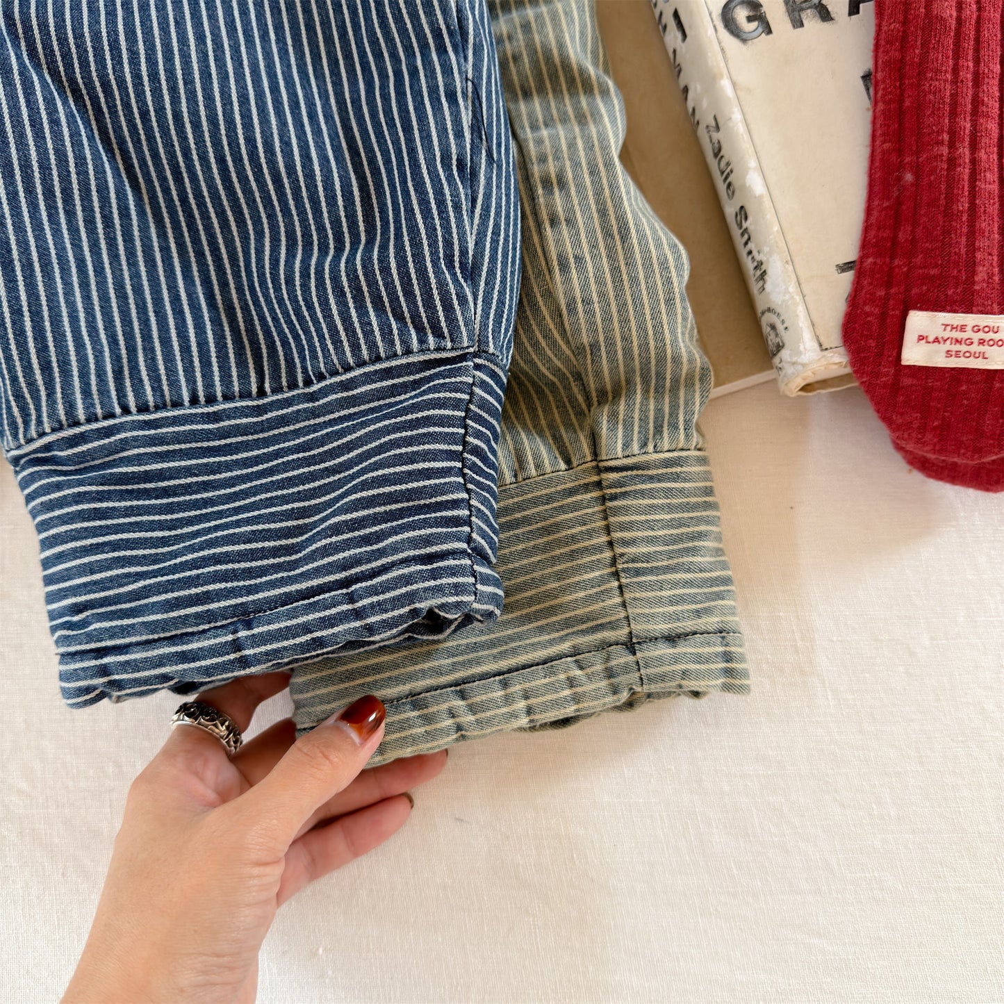 裏ボアデニムパンツ ストライプ 暖パン ジーンズ【mh0011914】