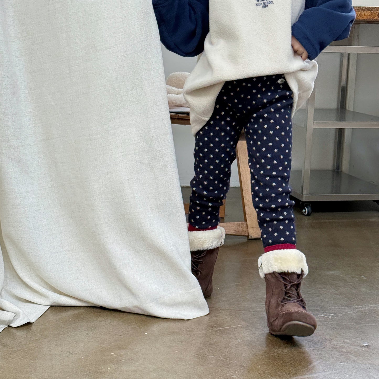 裏起毛リブレギンスパンツ 星スタープリント デイリーパンツ【mh0011908】