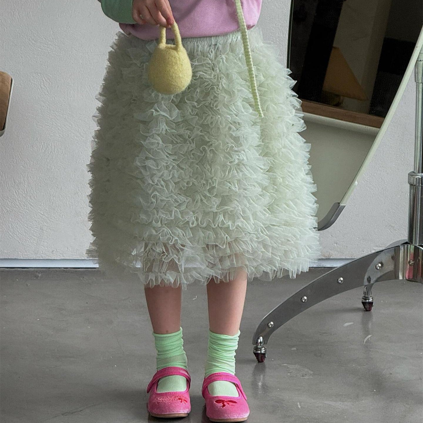 Tiered Mesh Tutu Skirt チュチュ 膝丈スカート【mh0012871】