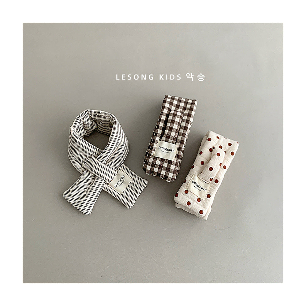 キッズマフラー チェック/ドット/ストライプ ネックウォーマー【mh0011796】