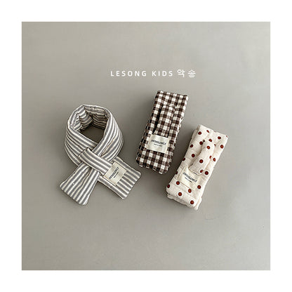 キッズマフラー チェック/ドット/ストライプ ネックウォーマー【mh0011796】