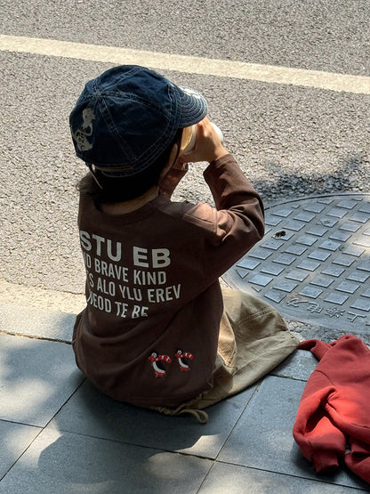 -ペンギン柄プリントTシャツ ロゴ入り長袖トップス【mh0011055】 - mamahalo shop - 長袖Tシャツ -  べビー服 - 子供服 - 男の子 - 女の子