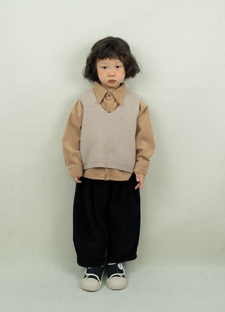Chaleco de punto con cuello de pico para niños【mh0013925】