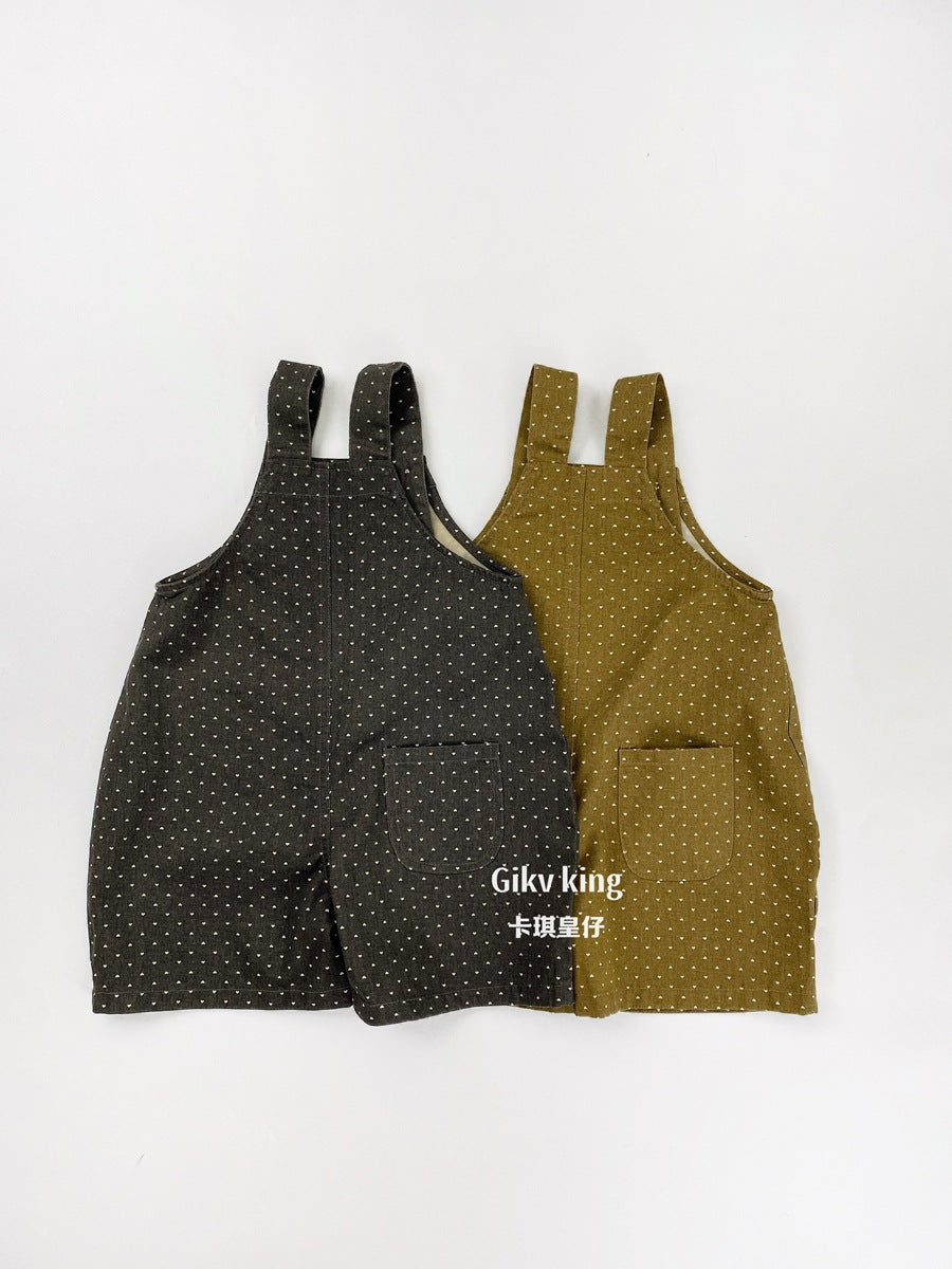 Heart Printed Overalls サロペット ハーフパンツ【mh0013474】