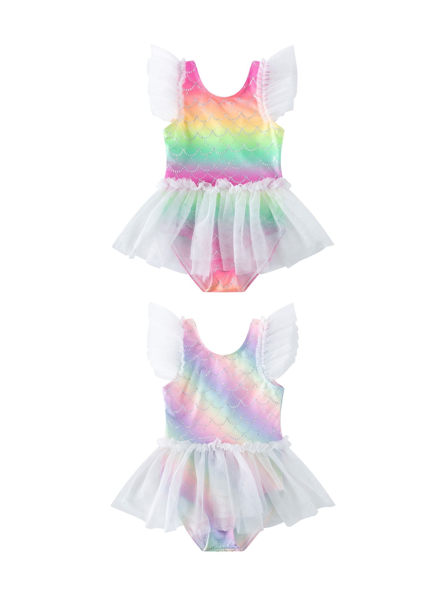 UPF50 Plus Rainbow Mermaid Tulle Swimsuit 虹色 チュール 水着【mh0012590】