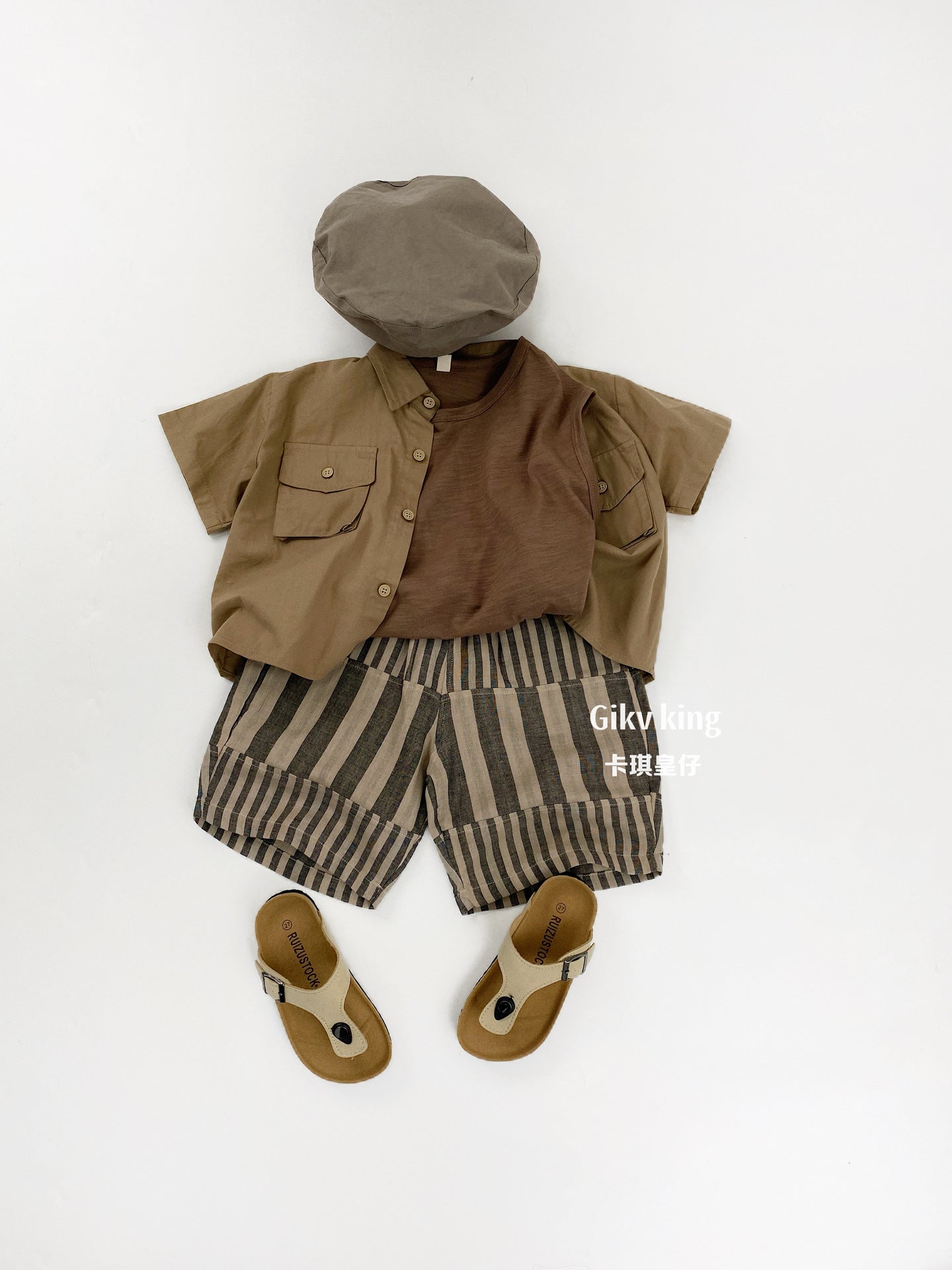Striped Casual Cotton Shorts ストライプ ハーフパンツ【mh0013473】