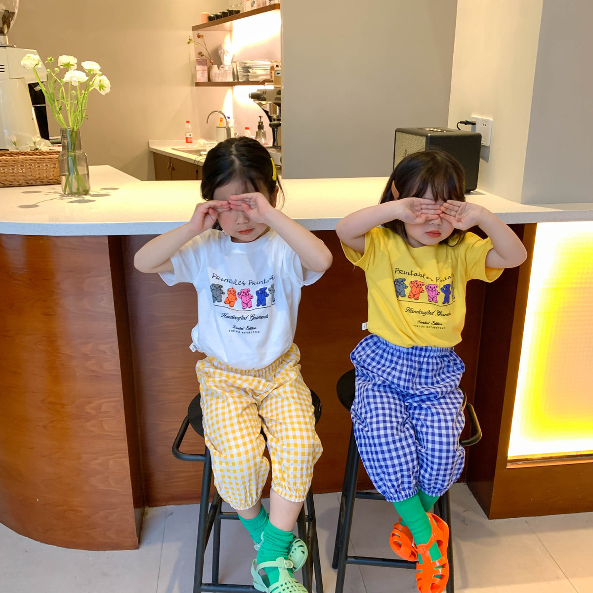 Pantalones holgados de verano a cuadros para niños [mh0000865]