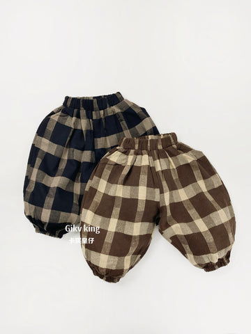 Retro Plaid Loose Leggings チェック柄 パンツ【mh0012574】