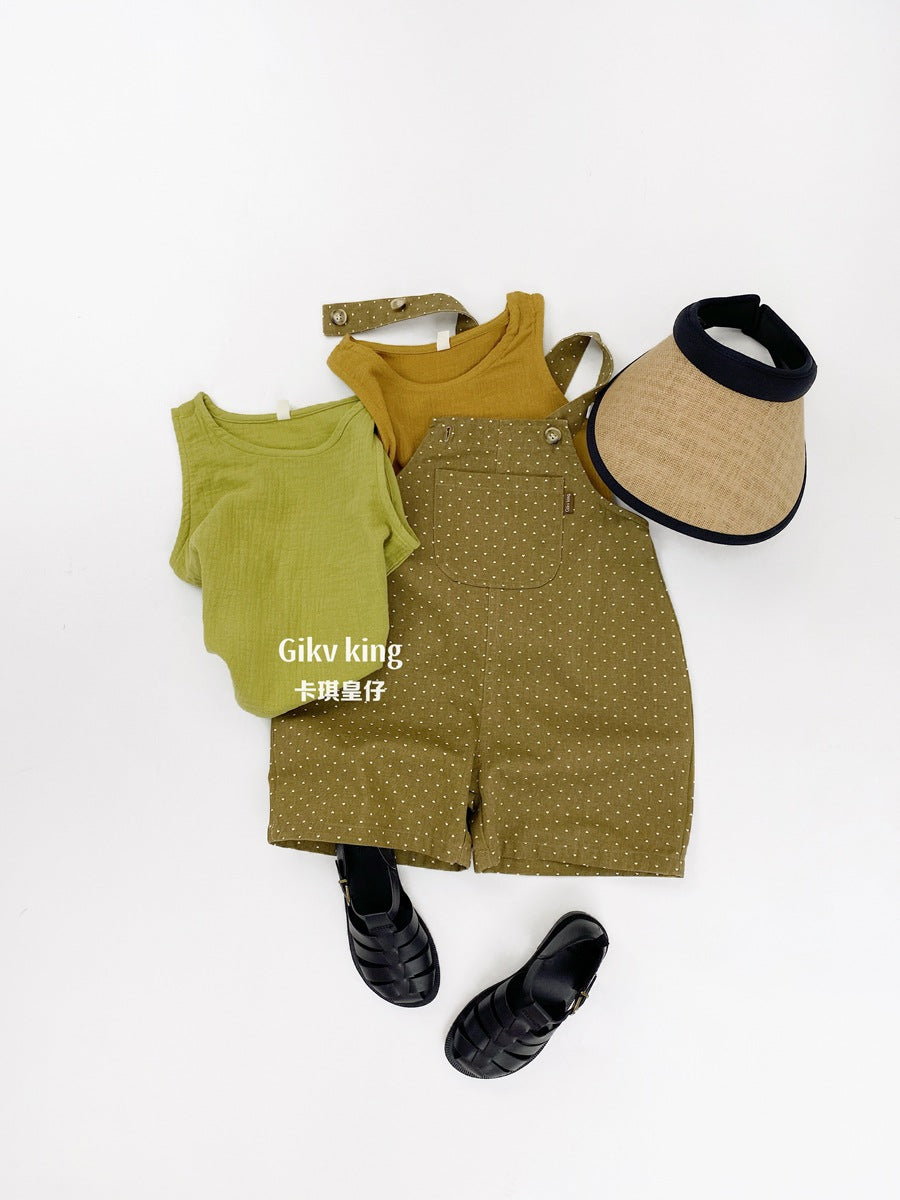 Heart Printed Overalls サロペット ハーフパンツ【mh0013474】