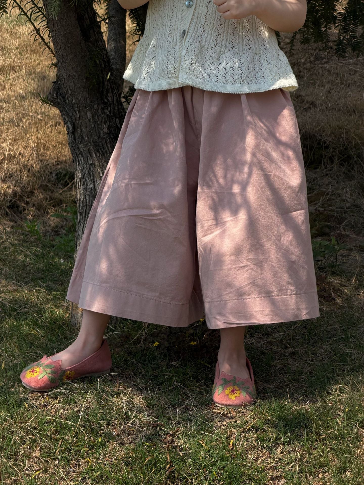 Solid Color Casual Wide-leg Cropped Pants コクーン クロップドパンツ【mh0013415】