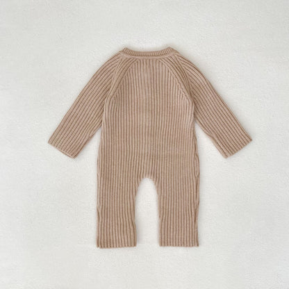 -リブニット長袖ジャンプスーツ【mh0010849】 - mamahalo shop - 長袖ロンパース -  べビー服 - 子供服 - 男の子 - 女の子