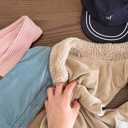 -ボア襟コーデュロイキルティングベスト刺繍入りアウター【mh0010915】 - mamahalo shop - ベスト -  べビー服 - 子供服 - 男の子 - 女の子