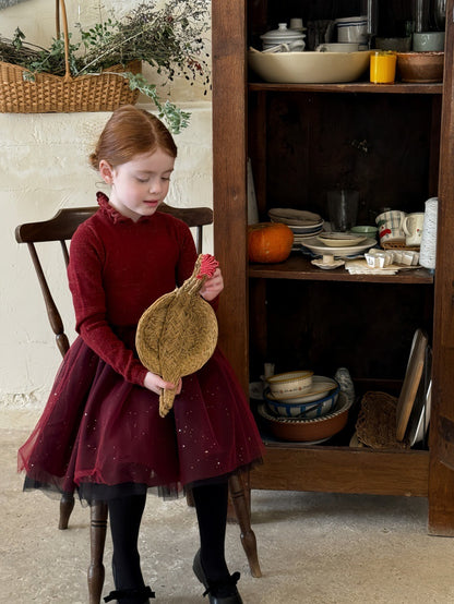 長袖ワンピース チュチュチュールスカート スパンコール ドレス【mh0011886】