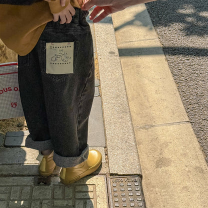 -キャラクタープリントポケットデニムパンツ ワイドパンツ【mh0010808】 - mamahalo shop - デニムパンツ -  べビー服 - 子供服 - 男の子 - 女の子