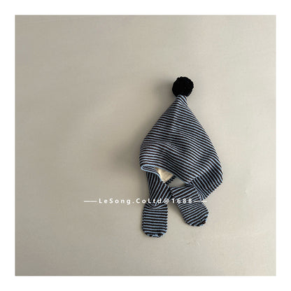 キッズ帽子 ボーダー マフラードッキング ピクシーハット【mh0011804】