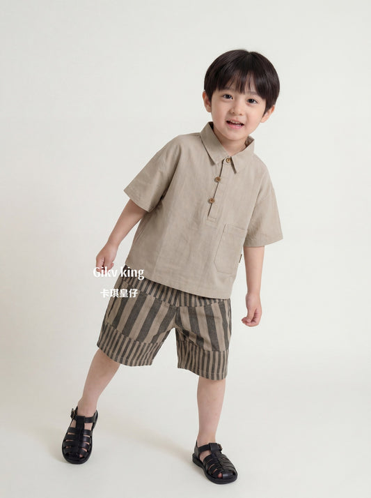 Striped Casual Cotton Shorts ストライプ ハーフパンツ【mh0013473】