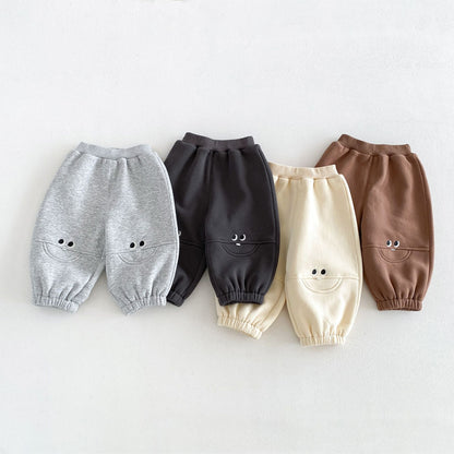 Kids' Smile Embroidered Brushed-Lining Joggers [mh0014776]