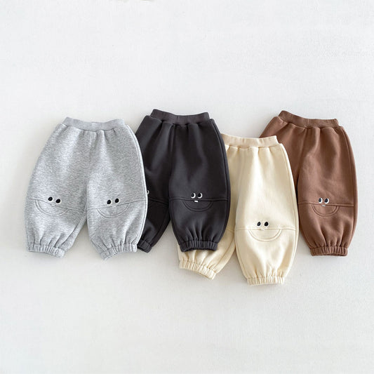 Kids' Smile Embroidered Brushed-Lining Joggers [mh0014776]