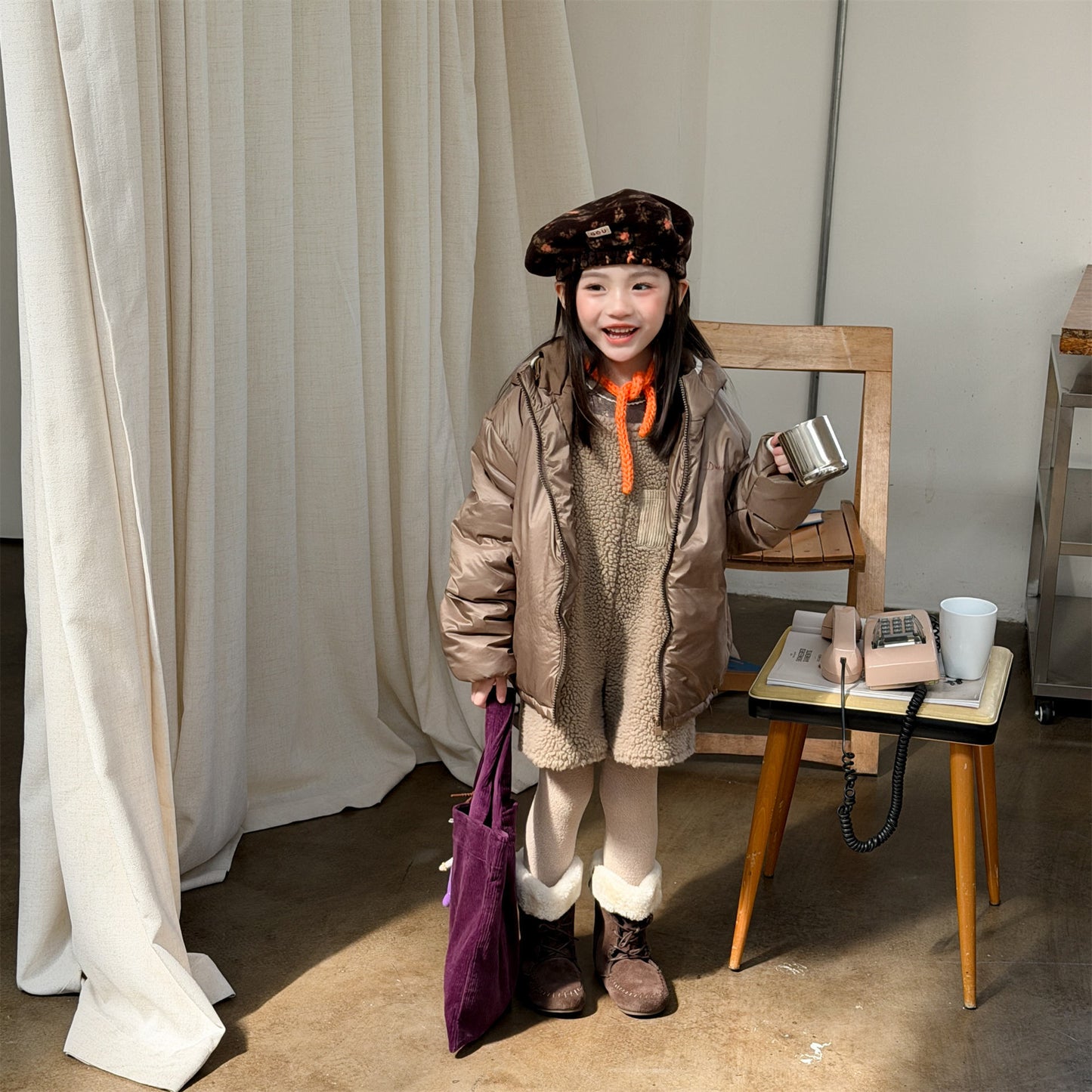 中綿フーディブルゾンジャケット 無地/ドット アウターコート【mh0011915】