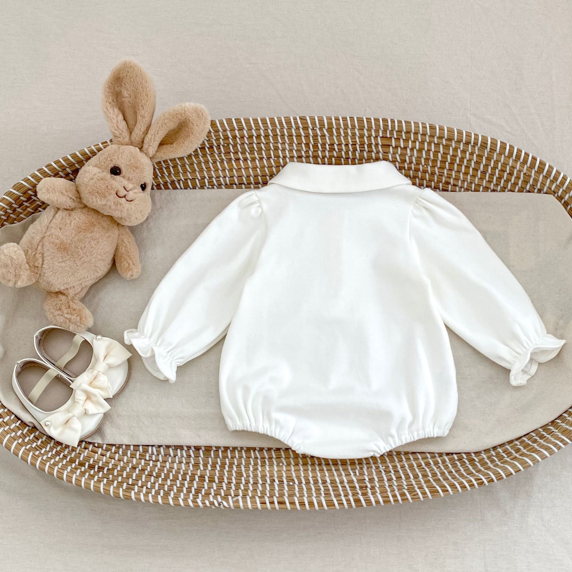 -刺繍切り替え襟付き長袖ロンパース【mh0010851】 - mamahalo shop - 長袖ロンパース -  べビー服 - 子供服 - 男の子 - 女の子