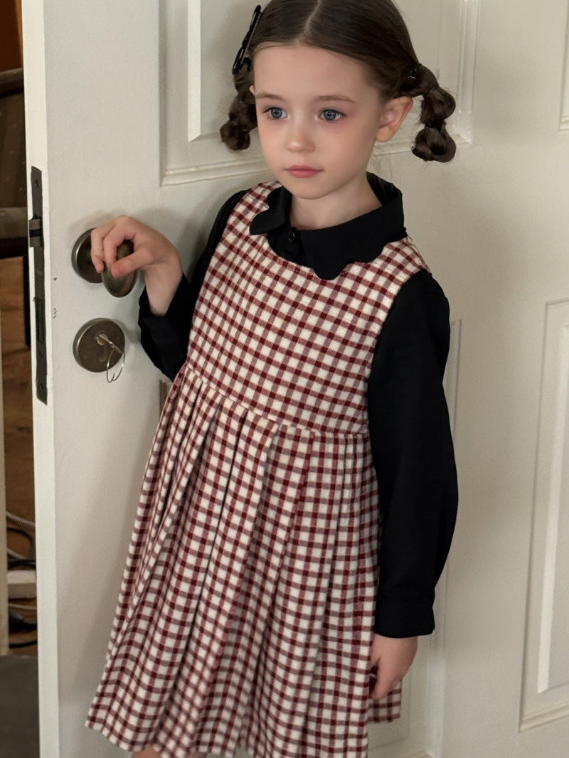 Kids Ruffled Collar Front Button Long Sleeve Shirt