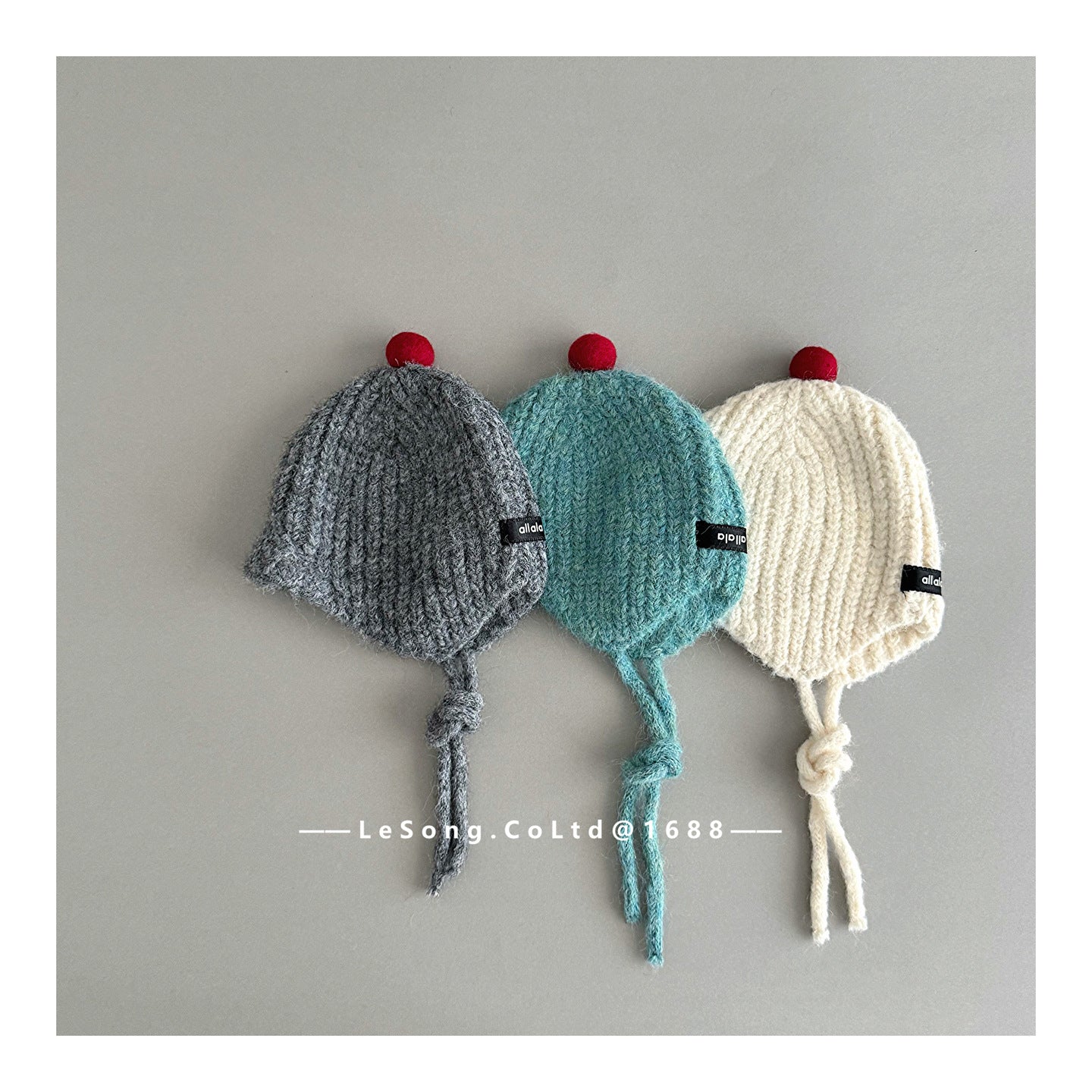 キッズ ニット帽 ポンポン あご紐付き 耳当て 防寒 ベビー【mh0011597】