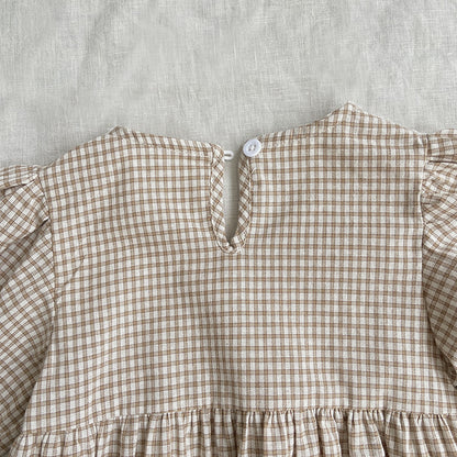Checkered V-neck Lace Romper [mh0002458]