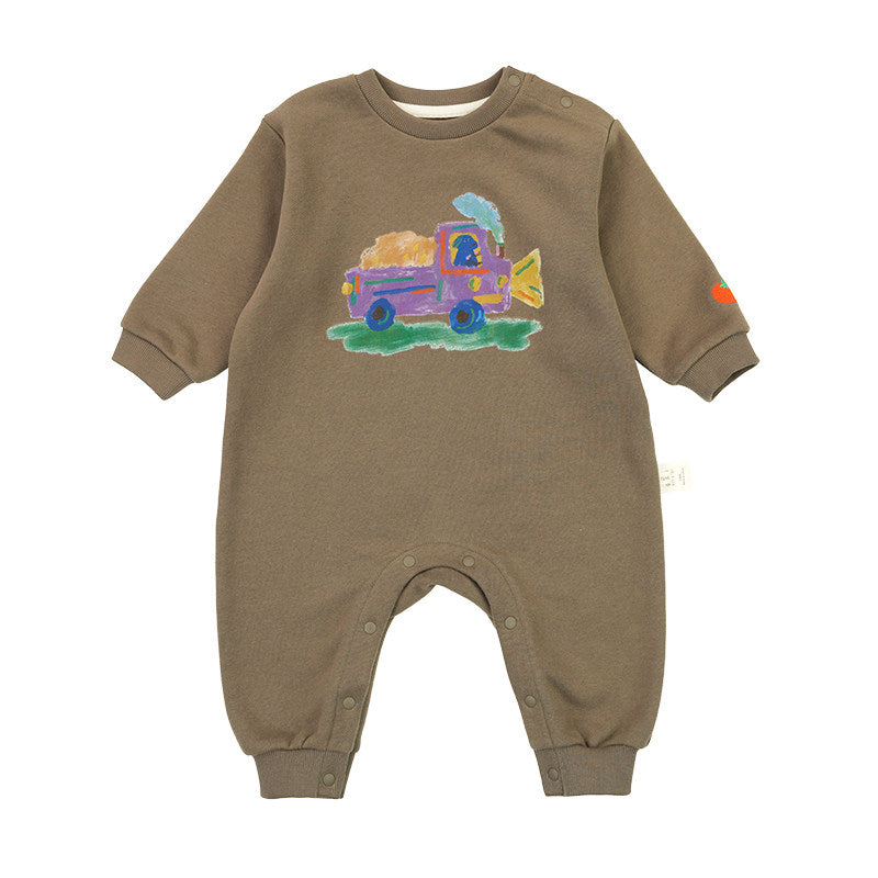 Mameluco estampado holgado con forro polar para bebé [mh0014193]