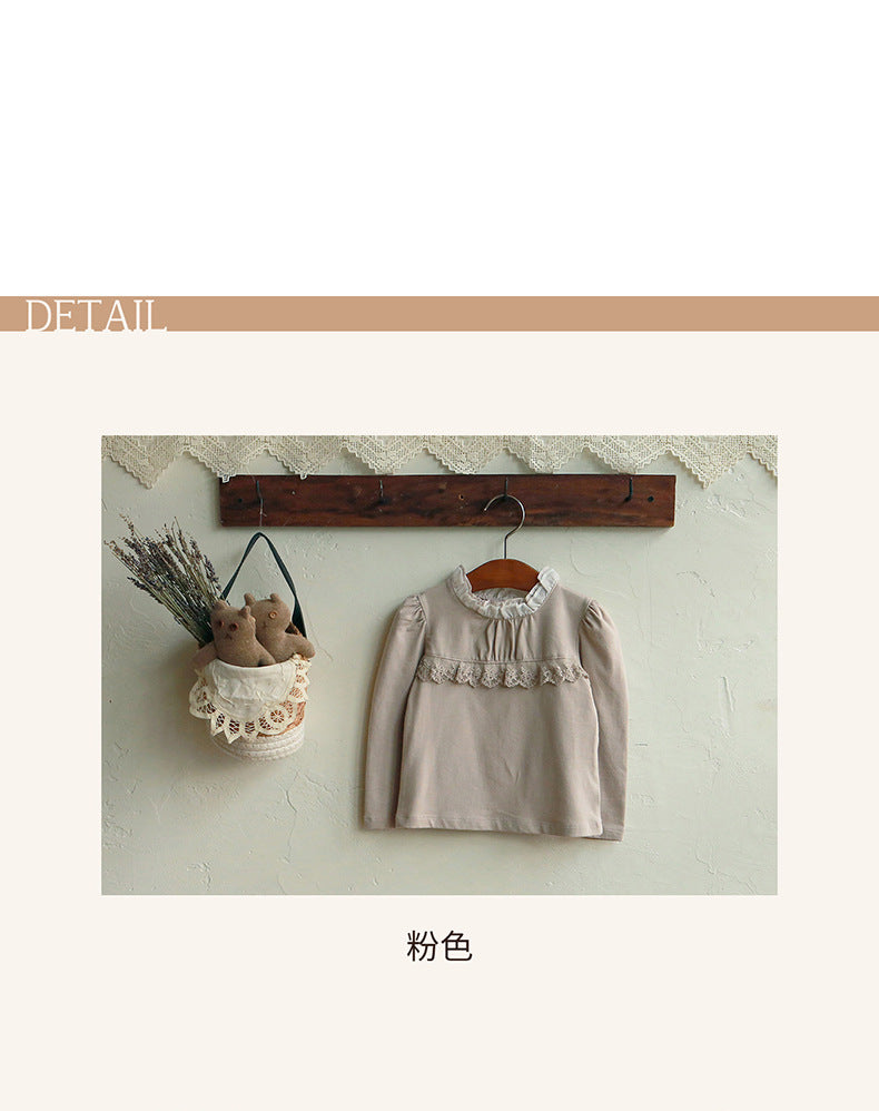 -襟元フリル長袖Tシャツ レース切り替えブラウス【mh0010832】 - mamahalo shop - 長袖Tシャツ -  べビー服 - 子供服 - 男の子 - 女の子