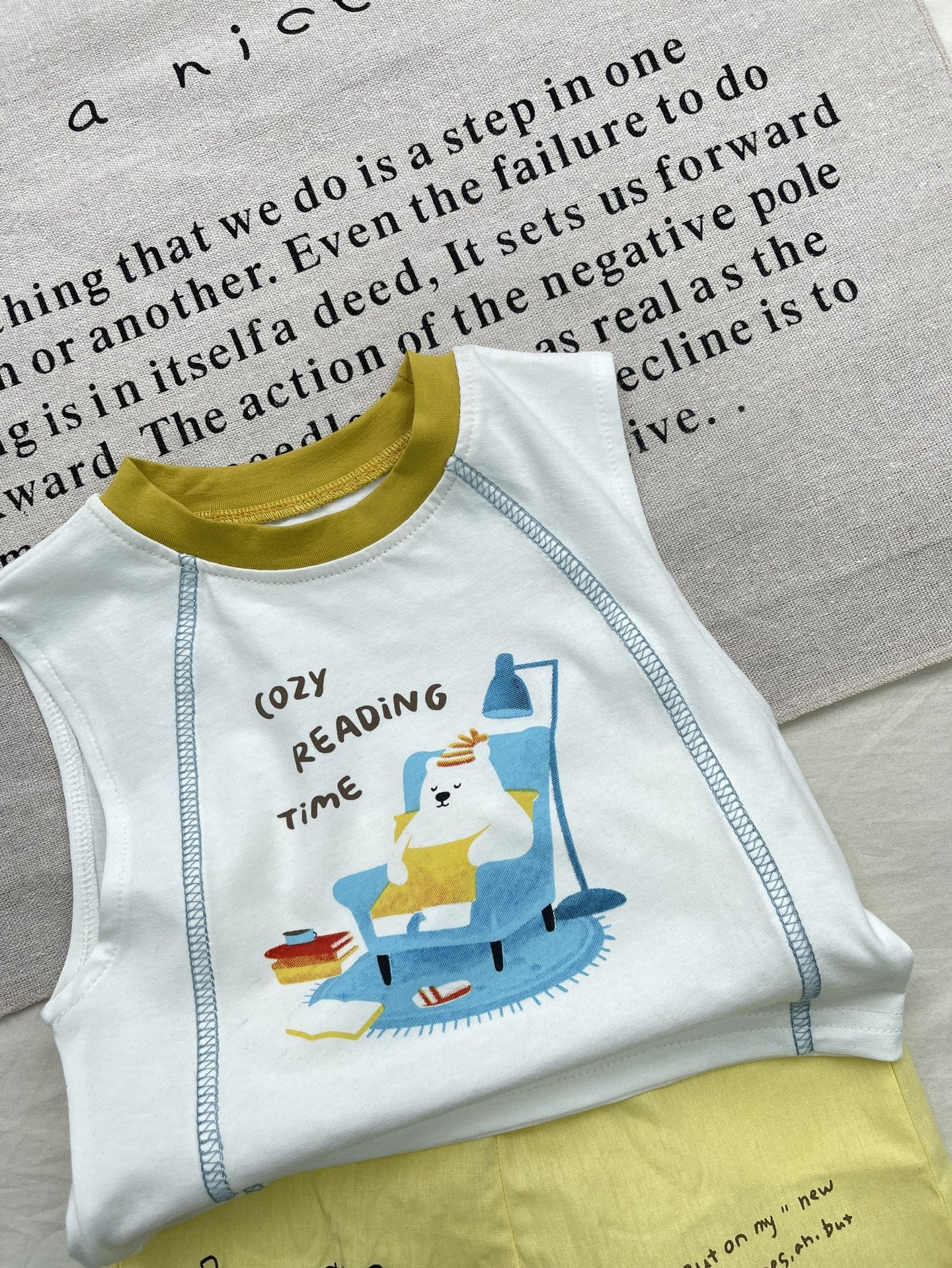 Cartoon Bear Printed Sleeveless Tank Top & Shorts Set [mh0013279]