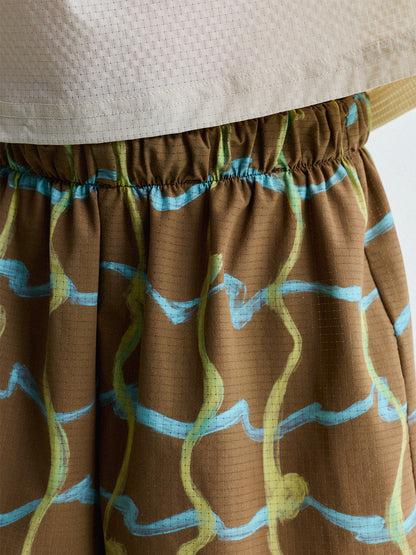 Abstract Line Quick-Dry Shorts ワッペン ハーフパンツ【mh0013197】