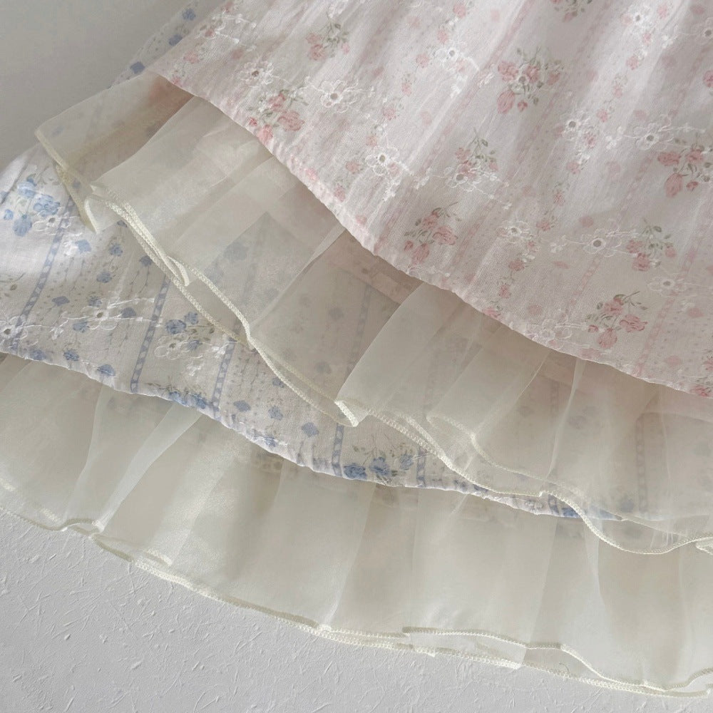 フラワー刺繍 チュール ノースリーブワンピース【mh0013784】