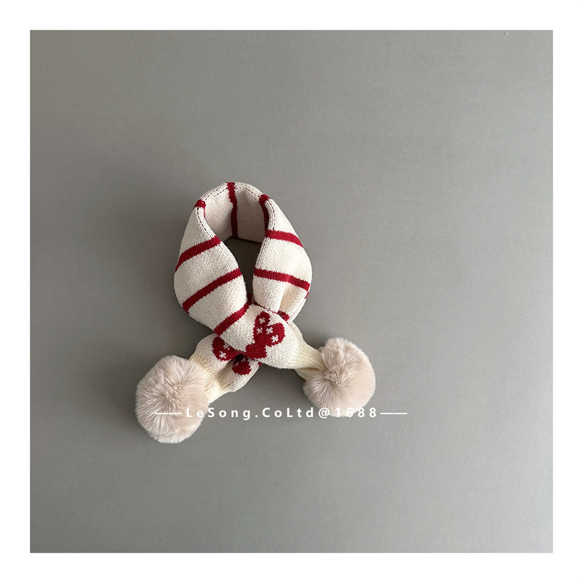 キッズマフラー ニット リボン/いちご ぽんぽん ネックウォーマー【mh0011808】