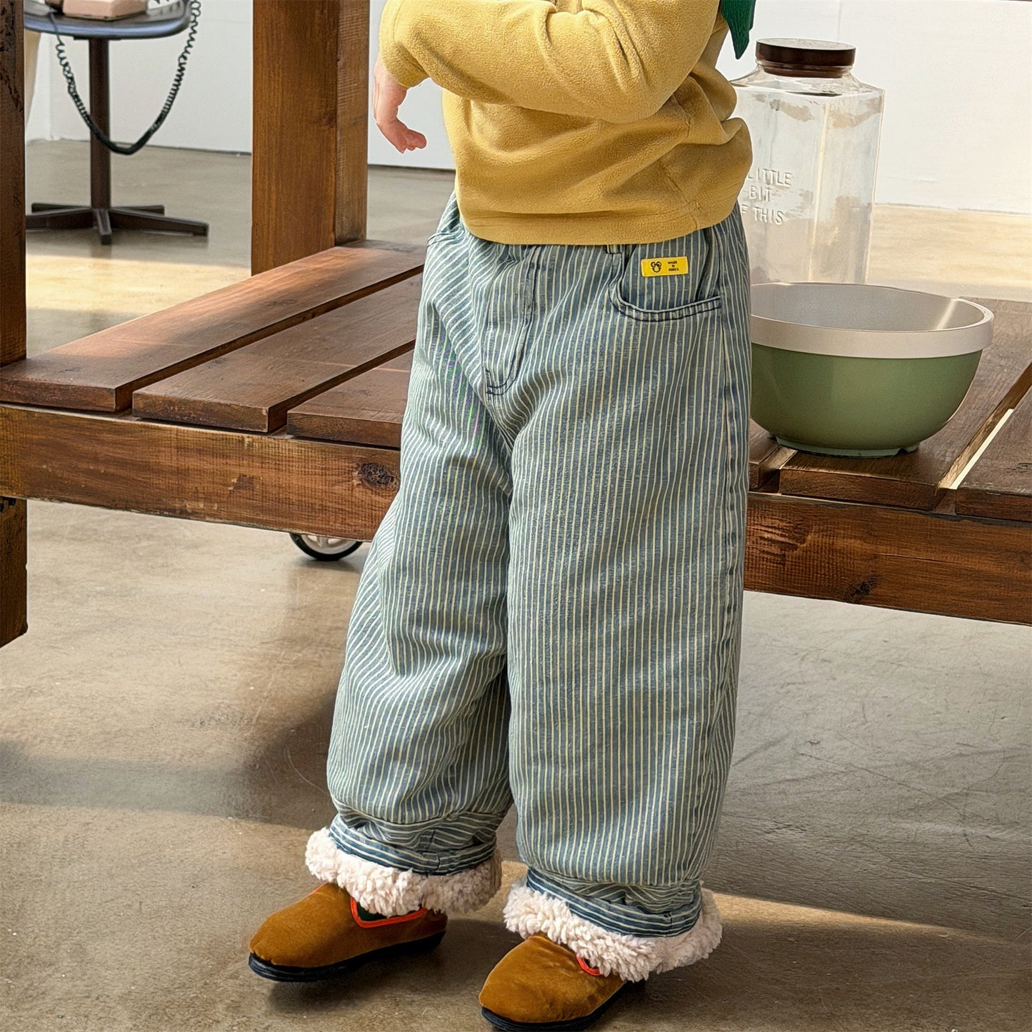 裏ボアデニムパンツ ストライプ 暖パン ジーンズ【mh0011914】