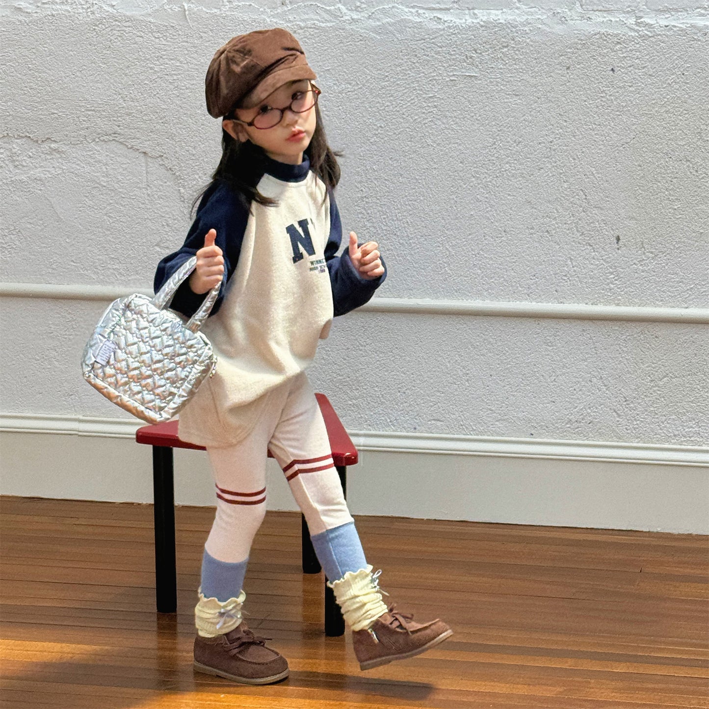 裏起毛レギンスパンツ ラインアクセント パッチワーク 暖パン【mh0011902】