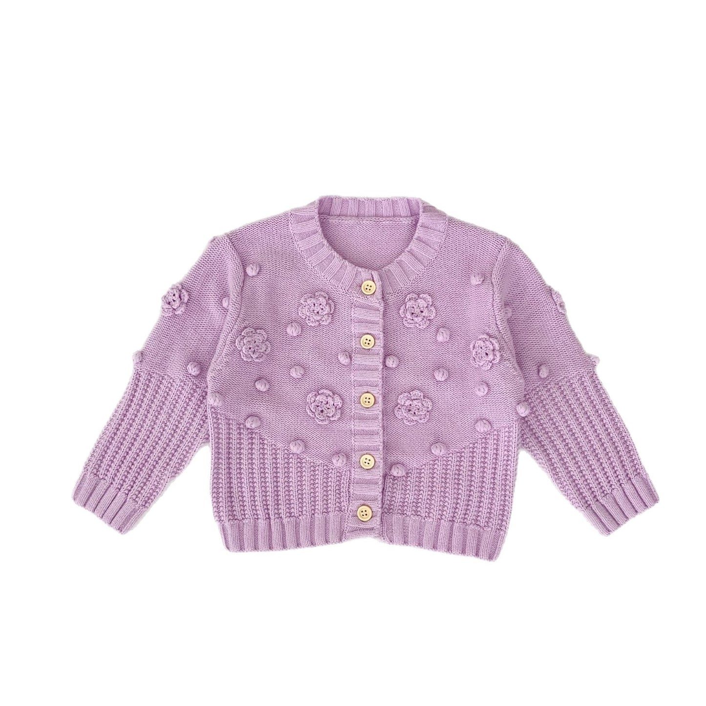 -かぎ編みフラワーニットカーディガン【mh0010846】 - mamahalo shop - カーディガン・パーカー -  べビー服 - 子供服 - 男の子 - 女の子