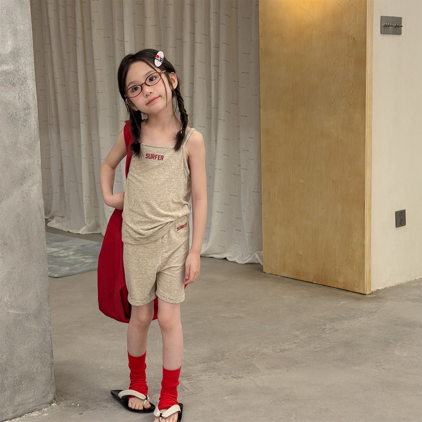 Sleeveless Logo Cami Shorts Set カレッジロゴ キャミソール ショートパンツ セット【mh0013448】