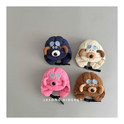 キッズ帽子 犬 ドッグ アップリケ 耳当て付き フライトキャップ【mh0011832】