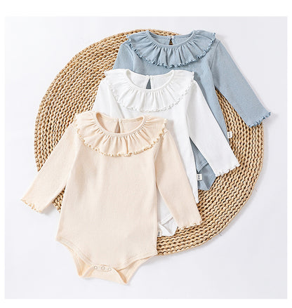 -レースニットラッフルフリル襟長袖ボディスーツケース【mh0010741】 - mamahalo shop - 長袖ロンパース -  べビー服 - 子供服 - 男の子 - 女の子