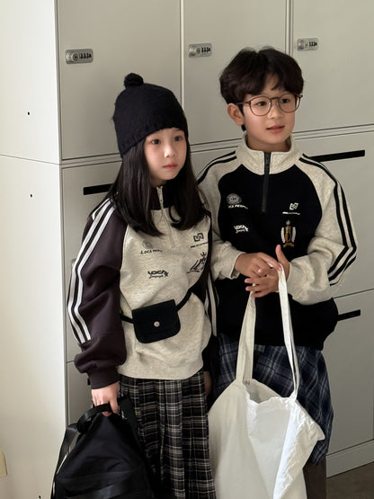 -バイカラーロゴハーフジップスウェットシャツ【mh0010937】 - mamahalo shop - トレーナー・フーディ -  べビー服 - 子供服 - 男の子 - 女の子