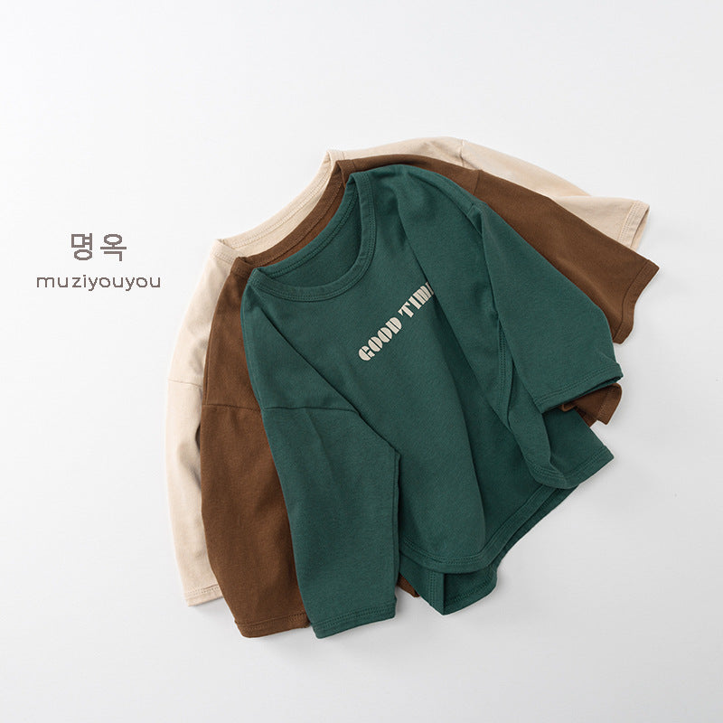 -GOOD TIMEロゴプリント長袖Tシャツ【mh0010864】 - mamahalo shop - 長袖Tシャツ -  べビー服 - 子供服 - 男の子 - 女の子